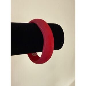 Vintage Bangle Bracelet Translucent Cherry Red Resin Asymmetrical Made In Italy